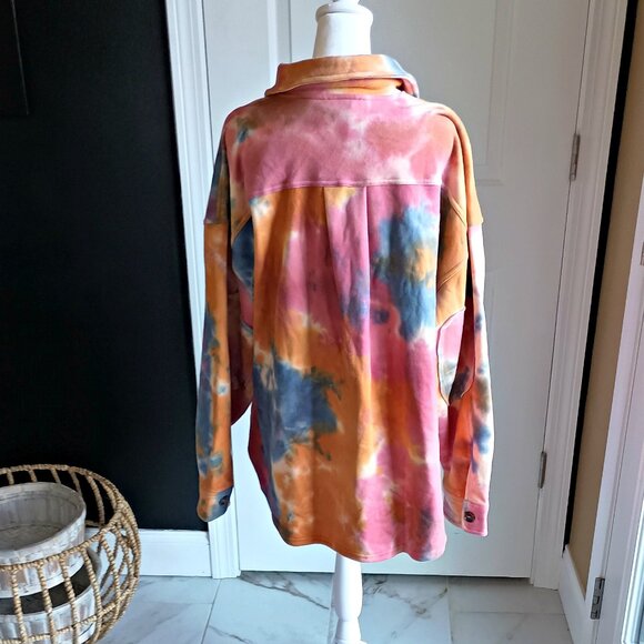NWT! EASEL PILCRO Multi COLOR TIE DYE BUTTON DOWN SHACKET - Picture 6 of 7